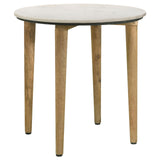 Aldis White and Natural Round Marble Top End Table from Coaster - Luna Furniture
