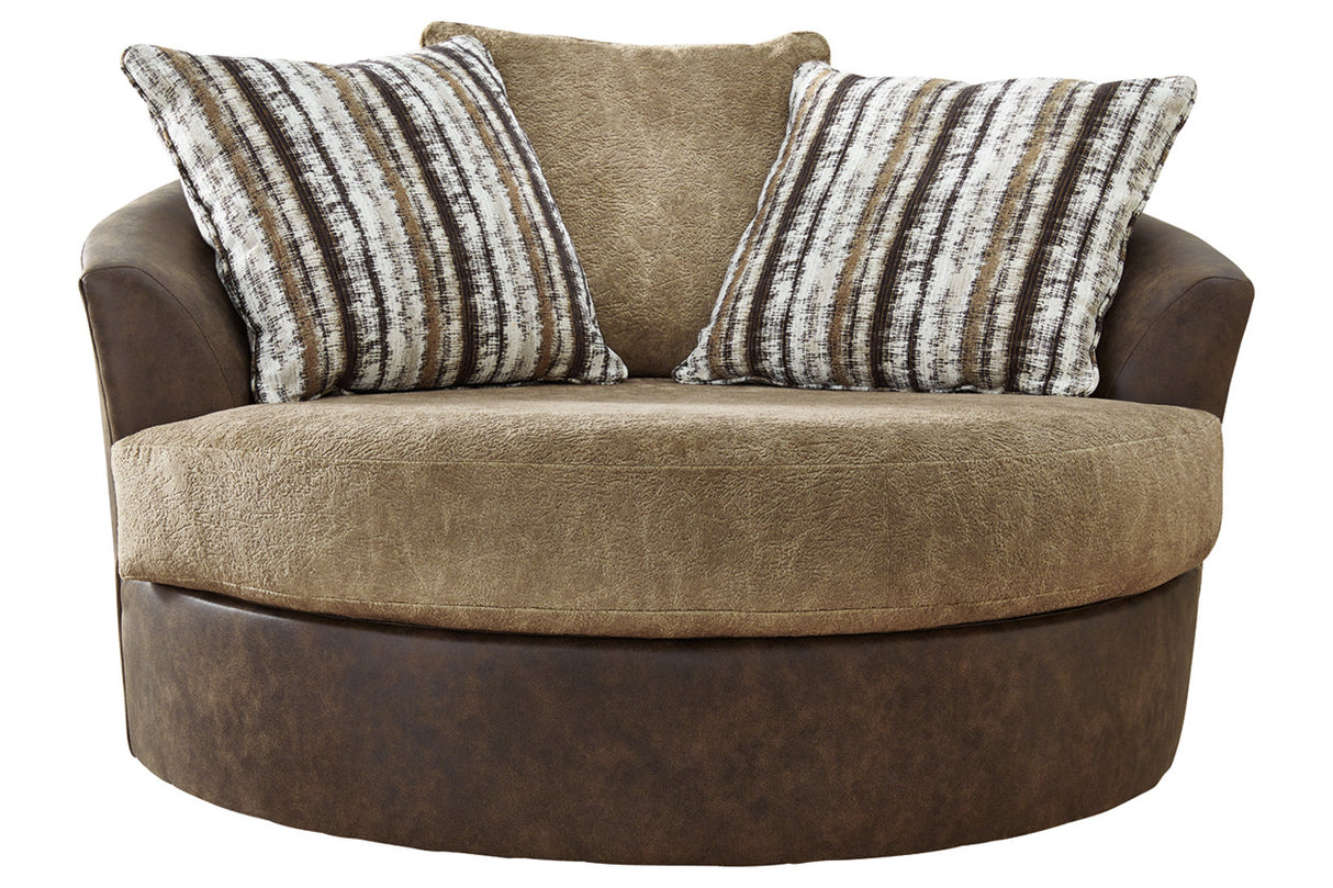 Alesbury Chocolate Oversized Swivel Accent Chair from Ashley - Luna Furniture