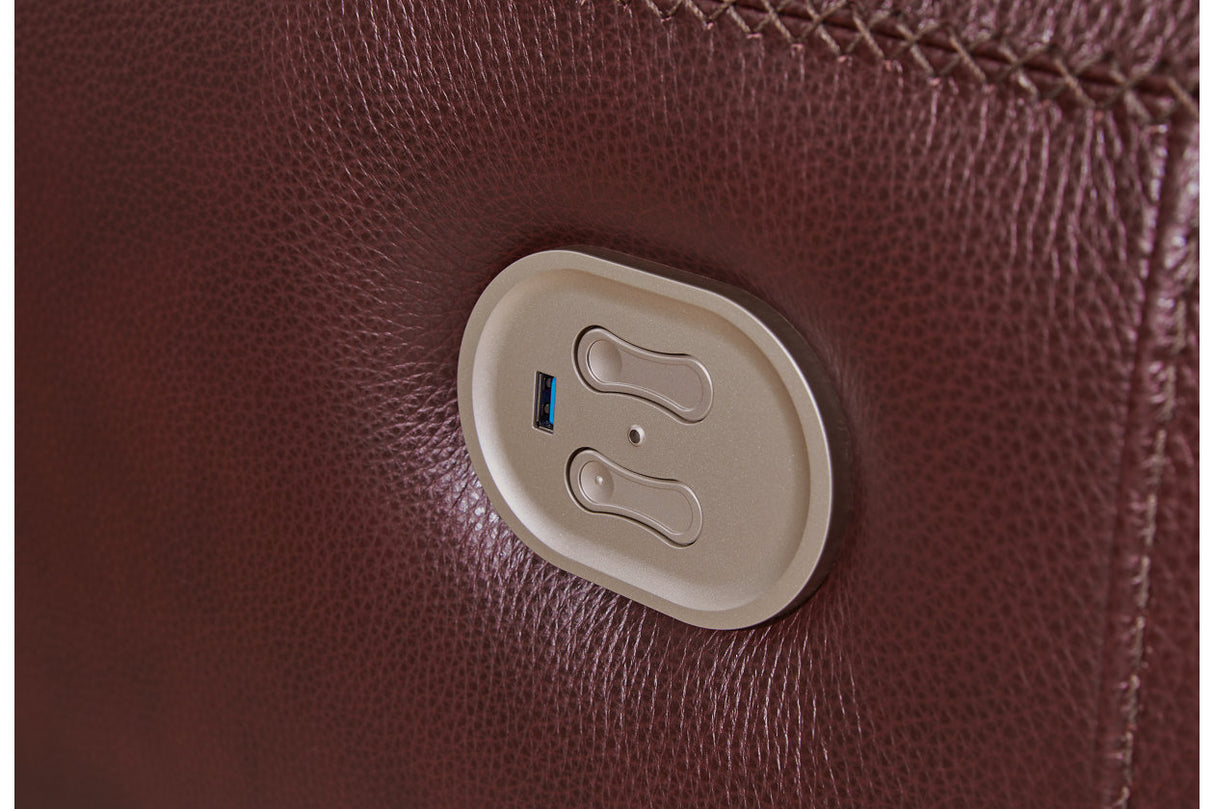 Alessandro Garnet Power Recliner from Ashley - Luna Furniture