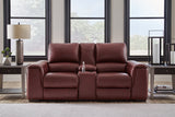 Alessandro Garnet Power Reclining Loveseat with Console from Ashley - Luna Furniture