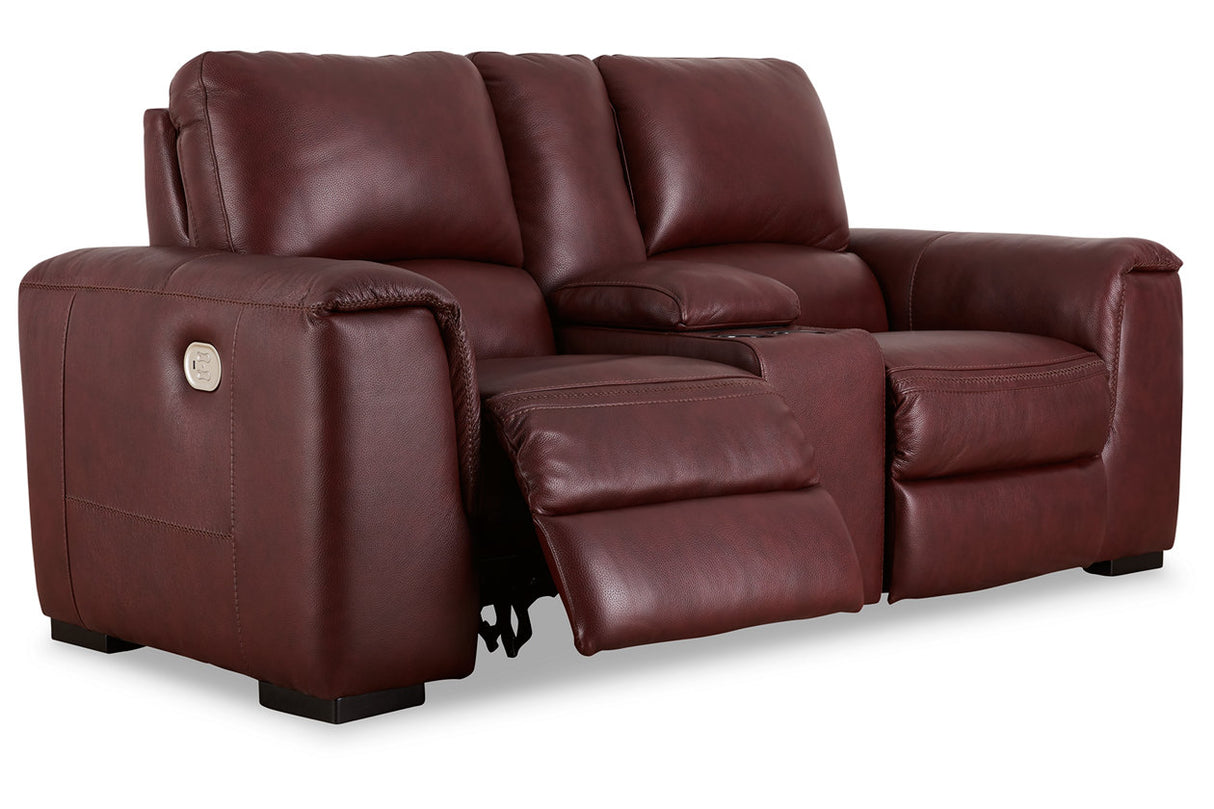 Alessandro Garnet Power Reclining Loveseat with Console from Ashley - Luna Furniture