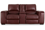 Alessandro Garnet Power Reclining Loveseat with Console from Ashley - Luna Furniture
