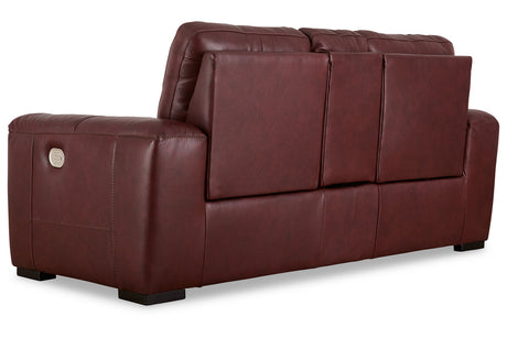 Alessandro Garnet Power Reclining Loveseat with Console from Ashley - Luna Furniture