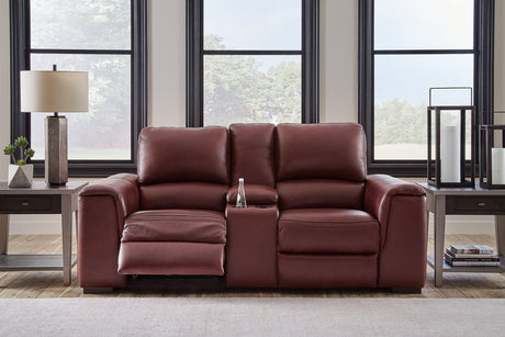 Alessandro Garnet Power Reclining Loveseat with Console from Ashley - Luna Furniture