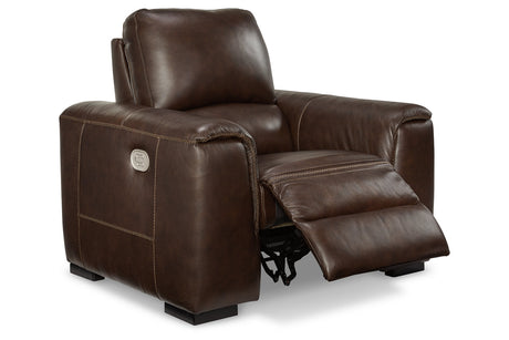 Alessandro Walnut Power Recliner from Ashley - Luna Furniture