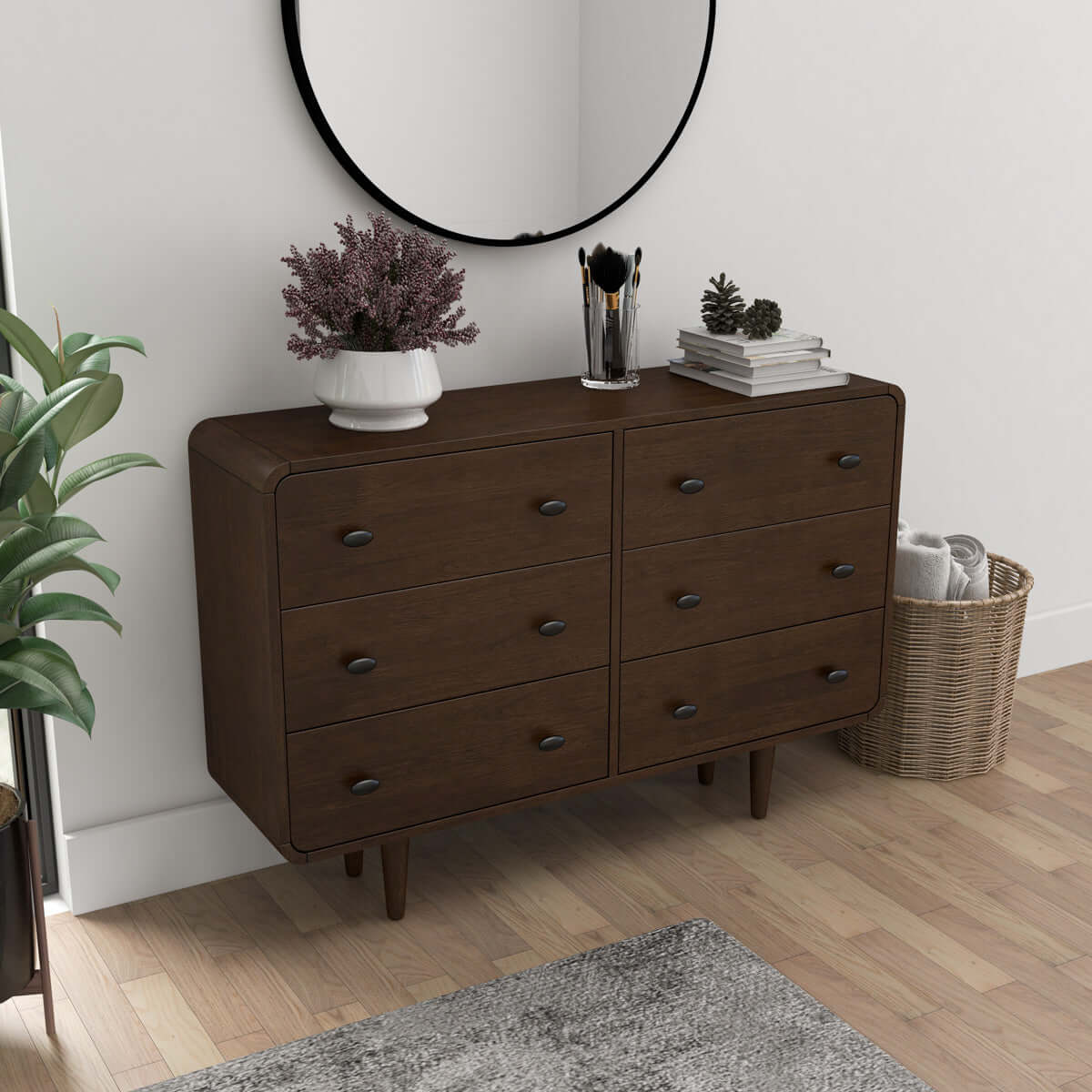 Alexa Mid Century Modern Dresser 6-Drawers Alexa Mid Century Modern Dresser 6-Drawers