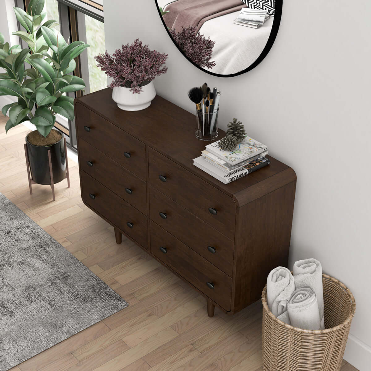 Alexa Mid Century Modern Dresser 6-Drawers Alexa Mid Century Modern Dresser 6-Drawers