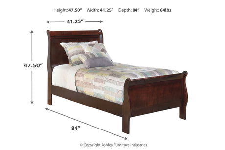 Alisdair Reddish Brown Twin Sleigh Bed from Ashley - Luna Furniture