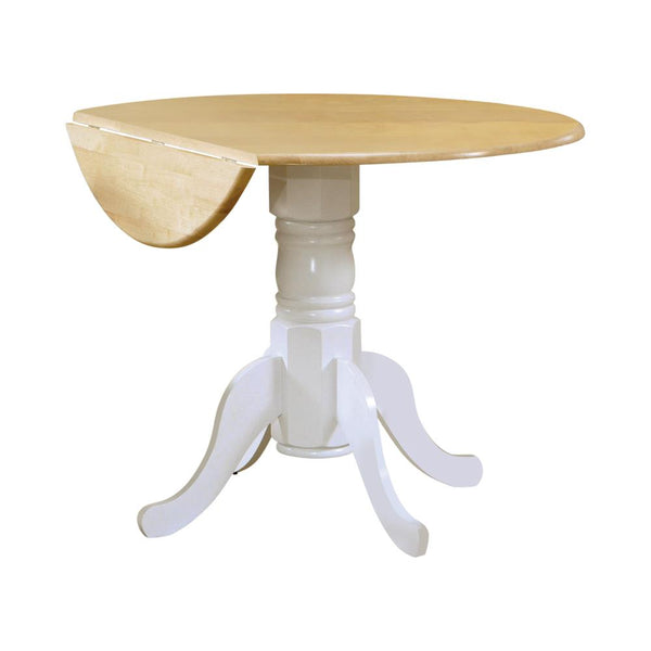Allison Natural Brown and White Drop Leaf Round Dining Table