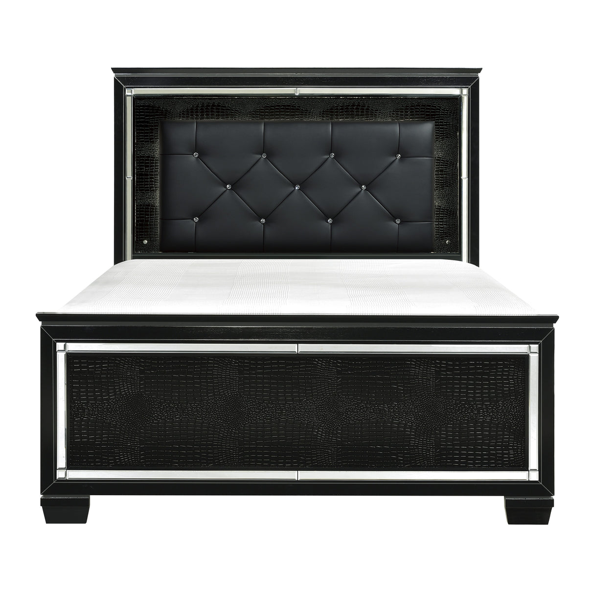 Allura Black King LED Upholstered Panel Bed from Homelegance - Luna Furniture