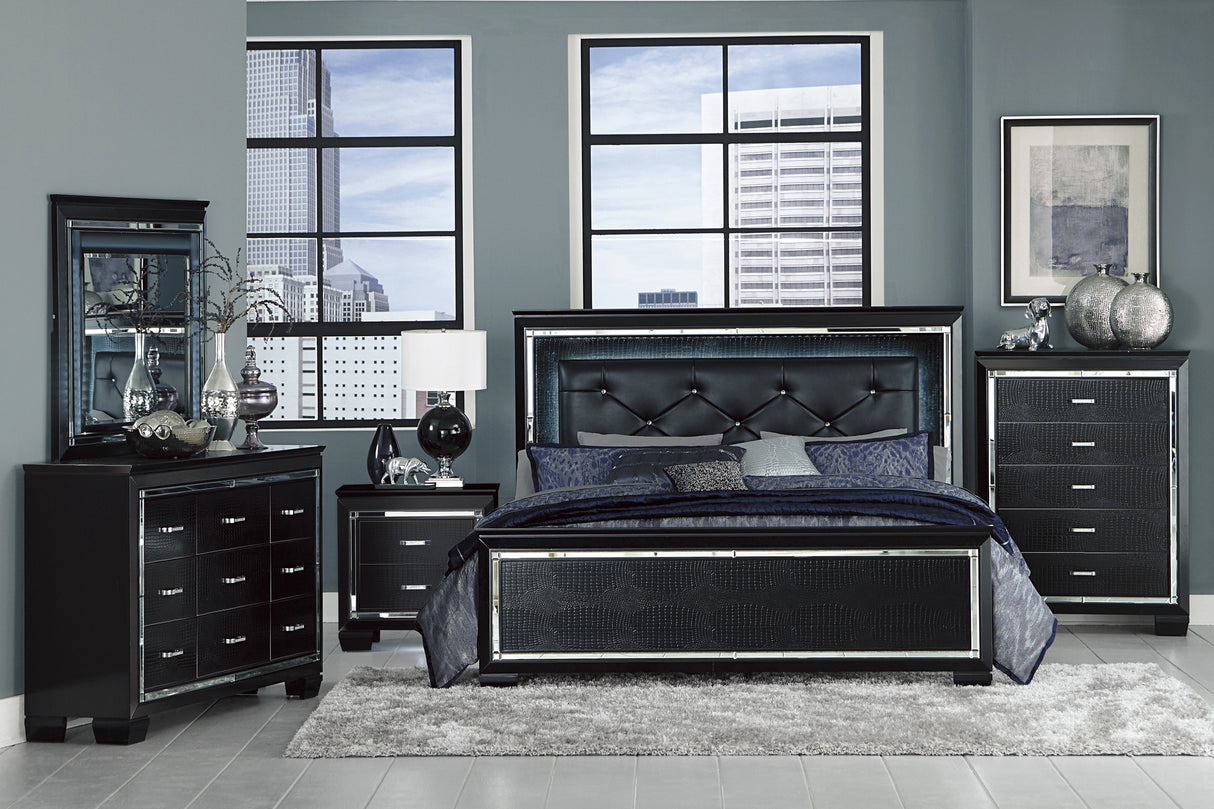 Allura Black LED Upholstered Panel Bedroom Set from Homelegance - Luna Furniture