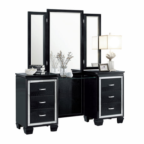 Allura Black Vanity Dresser with Mirror from Homelegance - Luna Furniture