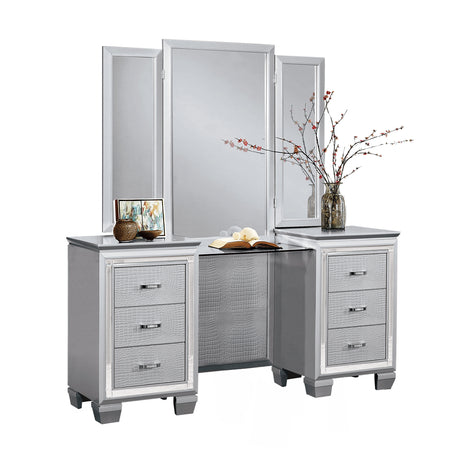 Allura Silver Vanity Dresser with Mirror from Homelegance - Luna Furniture