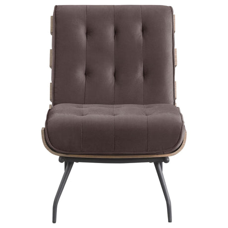 Aloma Dark Brown Armless Tufted Accent Chair from Coaster - Luna Furniture