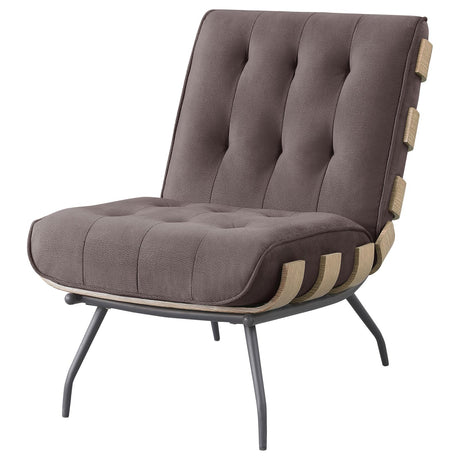 Aloma Dark Brown Armless Tufted Accent Chair from Coaster - Luna Furniture