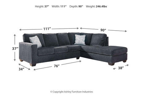Altari Slate 2-Piece RAF Chaise Sectional from Ashley - Luna Furniture