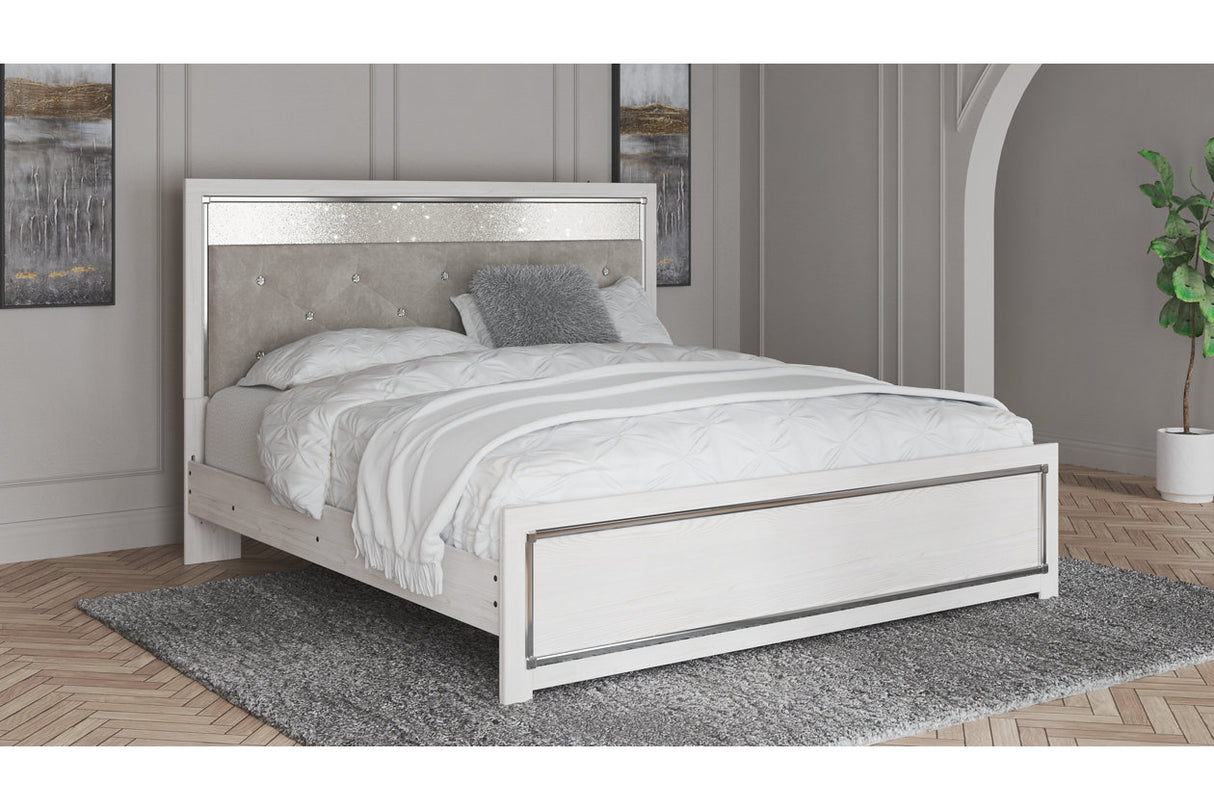 Altyra White King Upholstered Panel Bed from Ashley - Luna Furniture