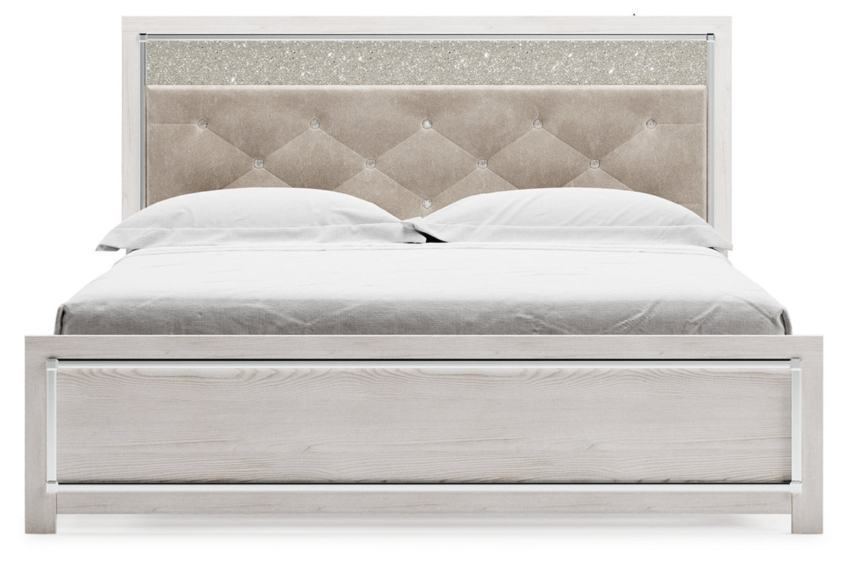 Altyra White King Upholstered Panel Bed from Ashley - Luna Furniture