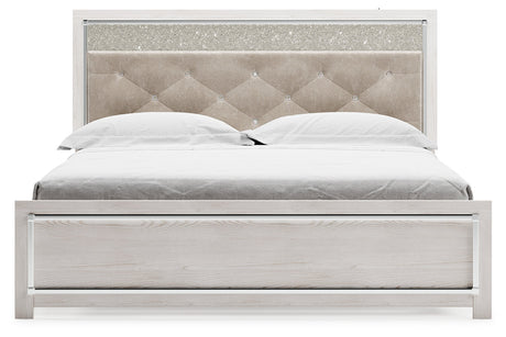 Altyra White King Upholstered Panel Bed from Ashley - Luna Furniture