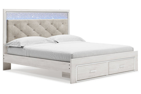 Altyra White King Upholstered Storage Platform Bed from Ashley - Luna Furniture