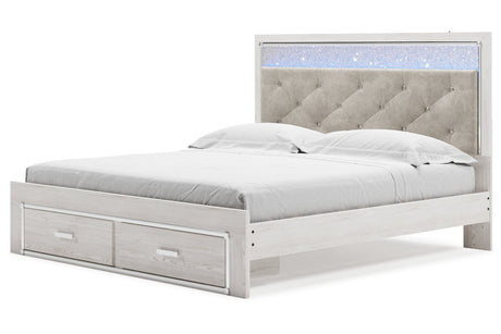 Altyra White King Upholstered Storage Platform Bed from Ashley - Luna Furniture
