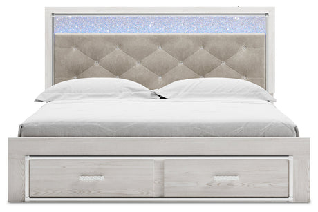 Altyra White King Upholstered Storage Platform Bed from Ashley - Luna Furniture