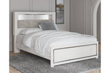Altyra White Queen Upholstered LED Bookcase Panel Bed from Ashley - Luna Furniture