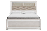 Altyra White Queen Upholstered LED Bookcase Panel Bed from Ashley - Luna Furniture