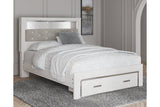 Altyra White Queen Upholstered LED Bookcase Storage Platform Bed from Ashley - Luna Furniture