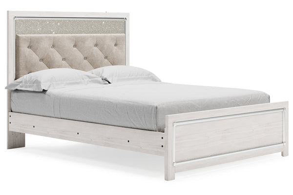 Altyra White Queen Upholstered Panel Bed