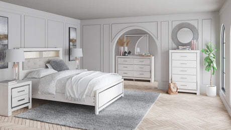 Altyra White Upholstered LED Bookcase Panel Bedroom Set from Ashley - Luna Furniture