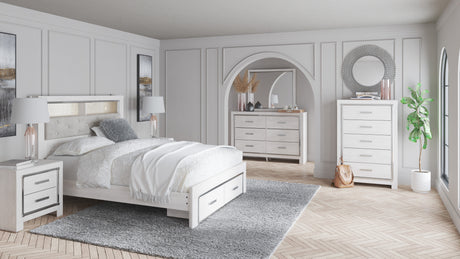 Altyra White Upholstered LED Bookcase Storage Platform Bedroom Set from Ashley - Luna Furniture