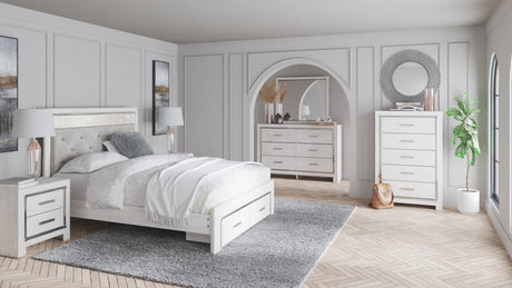 Altyra White Upholstered LED Storage Platform Bedroom Set from Ashley - Luna Furniture