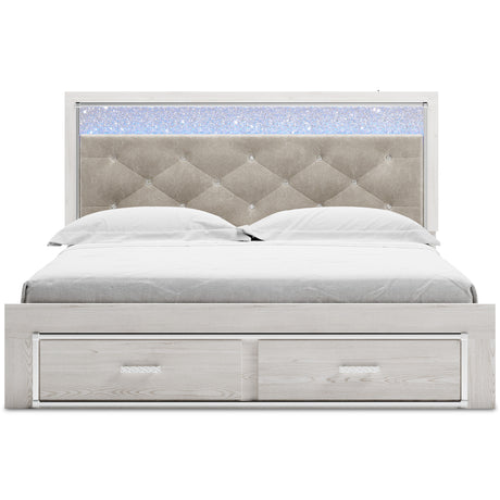 Altyra White Upholstered LED Storage Platform Bedroom Set from Ashley - Luna Furniture