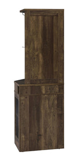 Alviso Rustic Oak Corner Bar Cabinet with Stemware Rack from Coaster - Luna Furniture