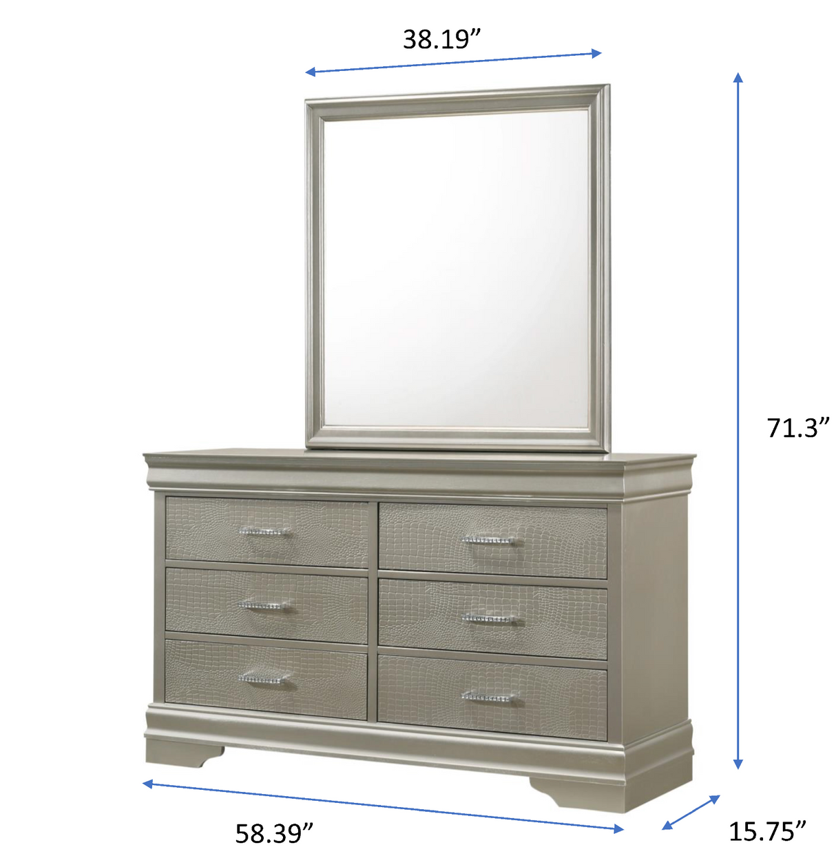 champagne dresser Crown Mark Amalia Champagne / Silver Dresser