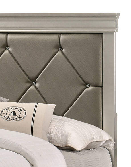 Amalia Champagne Silver Queen Panel Bed from Crown Mark - Luna Furniture