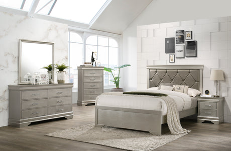 Amalia Champagne Silver Queen Panel Bed from Crown Mark - Luna Furniture