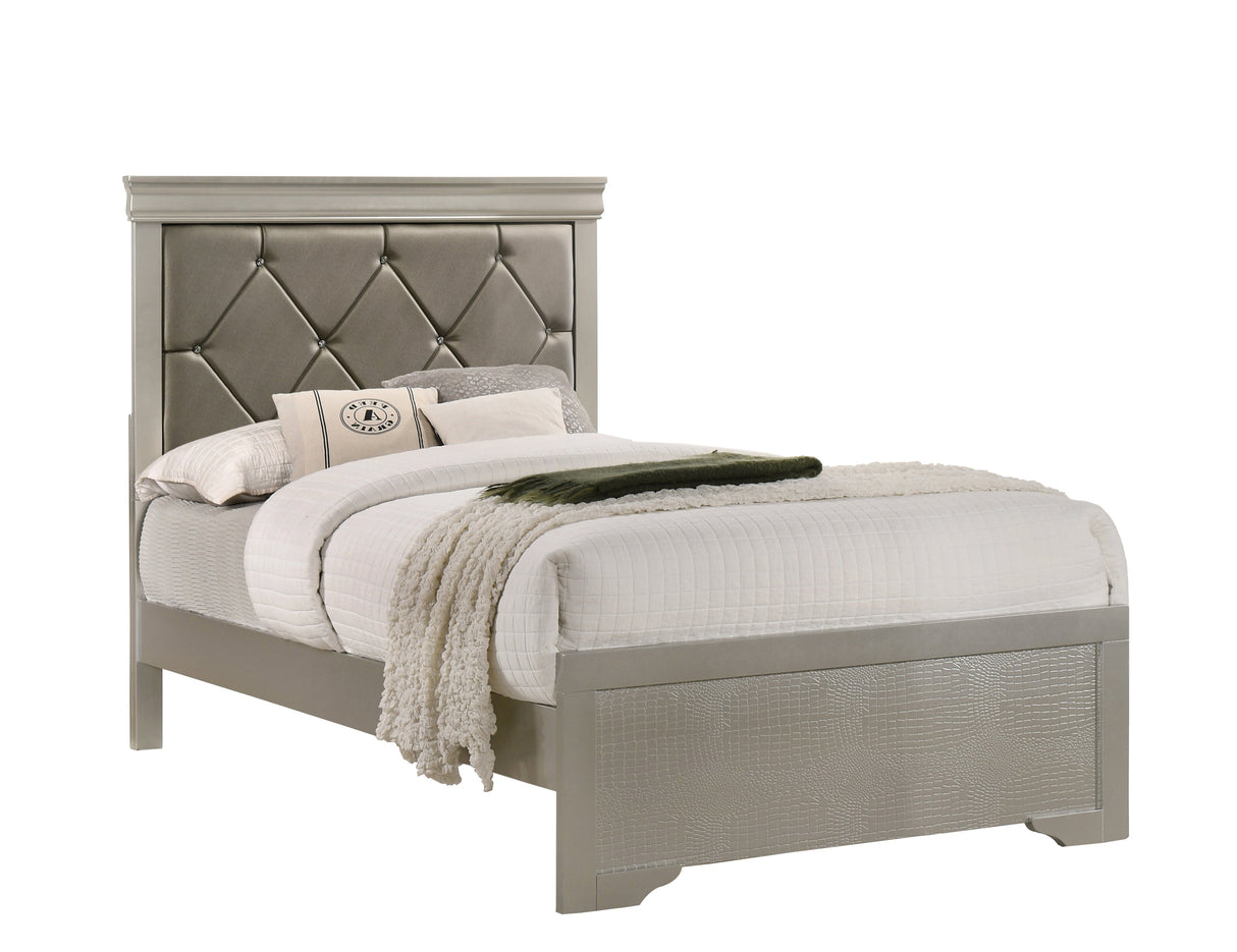 Amalia Champagne Silver Twin Panel Bed from Crown Mark - Luna Furniture