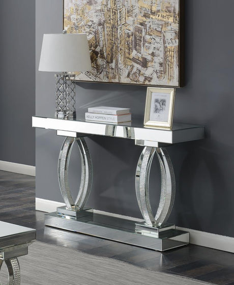 Amalia Clear Mirror Rectangular Sofa Table with Shelf from Coaster - Luna Furniture