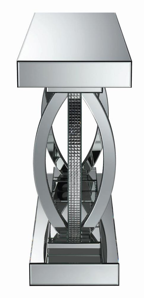 Amalia Clear Mirror Rectangular Sofa Table with Shelf from Coaster - Luna Furniture