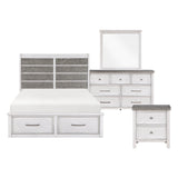 Ambrose Antique White/Gray Queen Platform Bed, Dresser, Mirror and Nightstand from Homelegance - Luna Furniture
