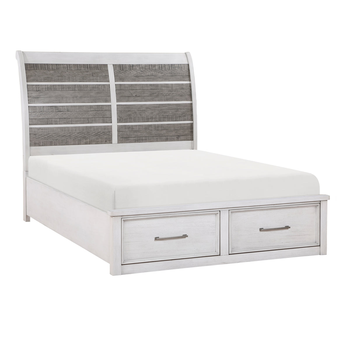 Ambrose Antique White/Gray Queen Platform Bed, Dresser, Mirror and Nightstand from Homelegance - Luna Furniture