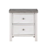 Ambrose Antique White/Gray Queen Platform Bed, Dresser, Mirror and Nightstand from Homelegance - Luna Furniture