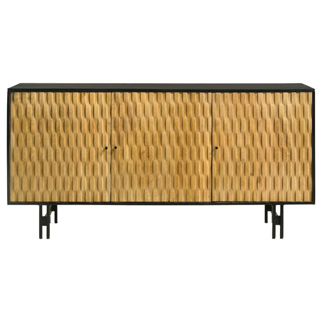 Aminah Natural and Black 3-Door Wooden Accent Cabinet from Coaster - Luna Furniture