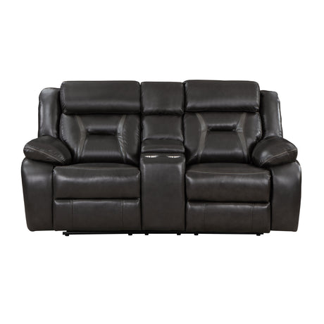 Amite Dark Gray Double Reclining Loveseat with Center Console from Homelegance - Luna Furniture