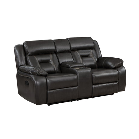 Amite Dark Gray Double Reclining Loveseat with Center Console from Homelegance - Luna Furniture