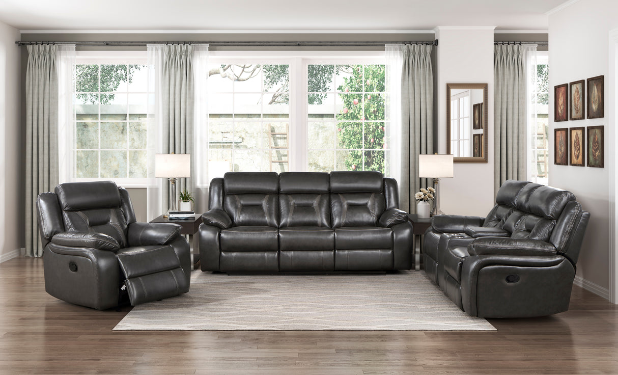 Amite Dark Gray Double Reclining Sofa from Homelegance - Luna Furniture