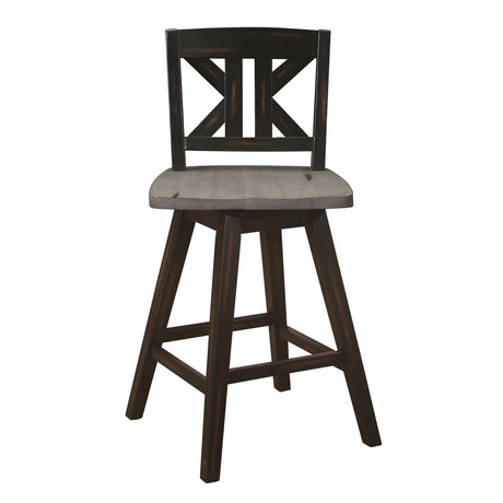 Amsonia Gray/Black Divided X-Back Swivel Counter Height Chairs, Set of 2 from Homelegance - Luna Furniture