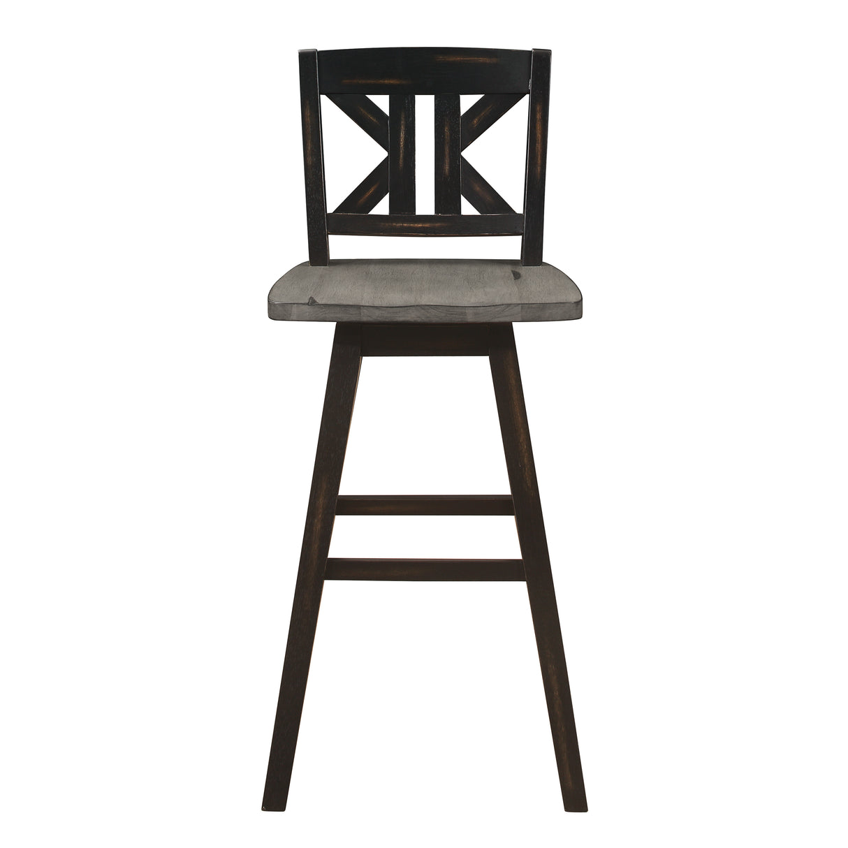 Amsonia Gray/Black Divided X-Back Swivel Pub Height Chairs, Set of 2 from Homelegance - Luna Furniture